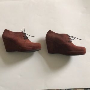 Browns 36 Brown Shoes platform leather suede wedge heel Excellent Condition